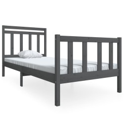 vidaXL Estructura de cama de madera maciza gris 90x200 cm