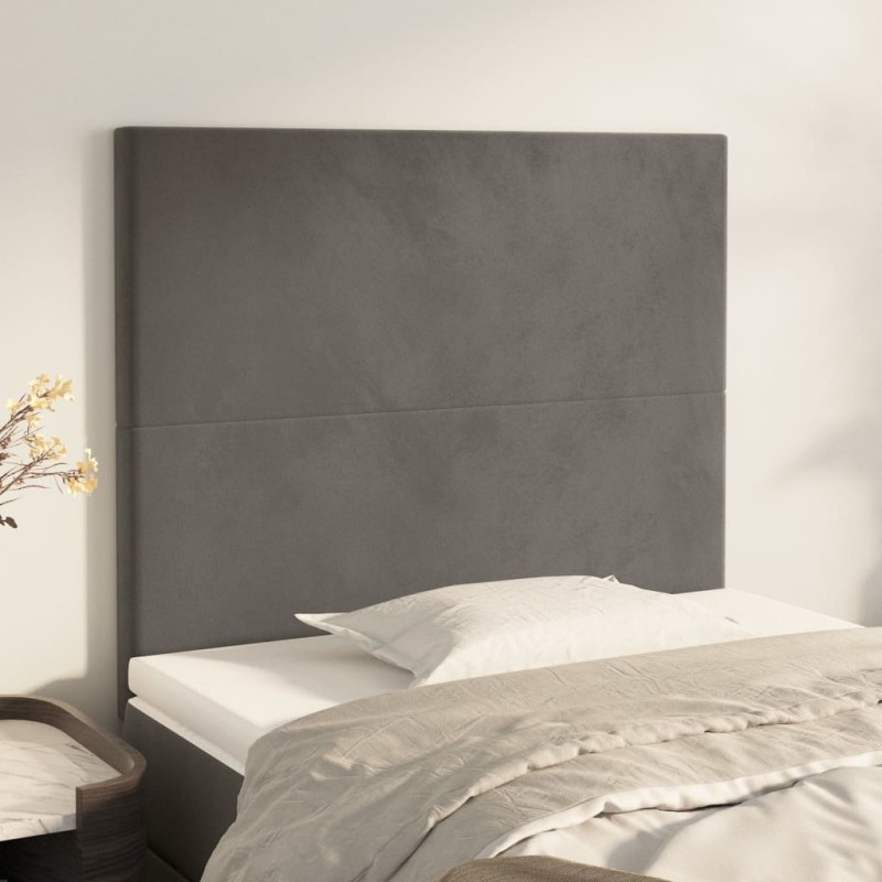 vidaXL Cabeceros 2 unidades de terciopelo gris oscuro 90x5x78/88 cm vidaXL Cabeceros 2 unidades de terciopelo gris oscuro 90x5x78/88 cm