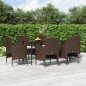 vidaXL Juego de comedor de jardín 7 piezas con cojines marrón y negro vidaXL Juego de comedor de jardín 7 piezas con cojines marrón y negro