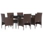 vidaXL Juego de comedor de jardín 7 piezas con cojines marrón y negro vidaXL Juego de comedor de jardín 7 piezas con cojines marrón y negro