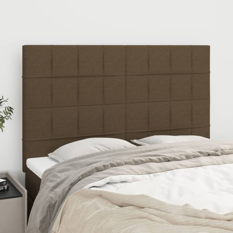 vidaXL Cabeceros 4 unidades tela marrón oscuro 72x5x78/88 cm vidaXL Cabeceros 4 unidades tela marrón oscuro 72x5x78/88 cm