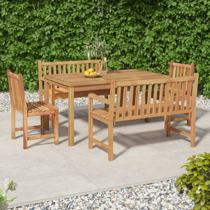 vidaXL Juego de comedor para jardín 5 piezas madera maciza de teca vidaXL Juego de comedor para jardín 5 piezas madera maciza de teca