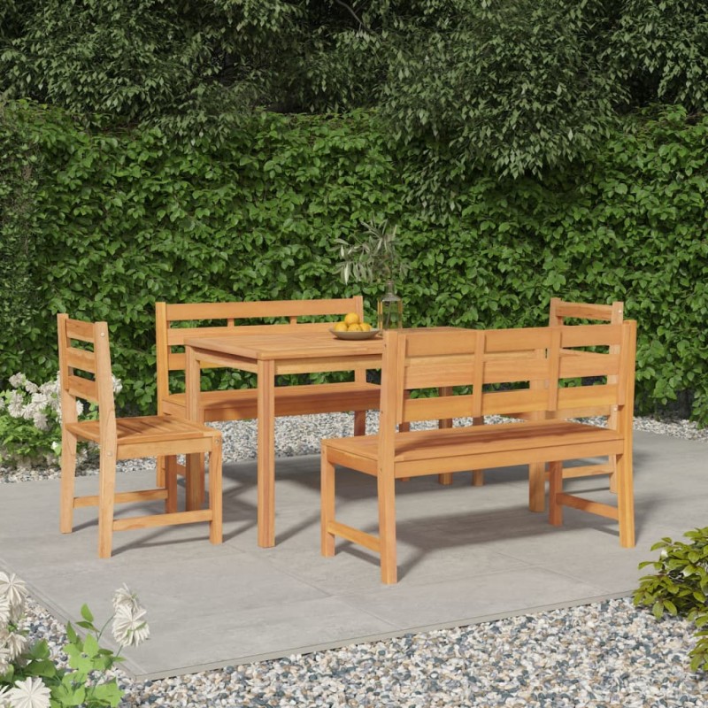 vidaXL Juego de comedor para jardín 5 piezas madera maciza de teca vidaXL Juego de comedor para jardín 5 piezas madera maciza de teca