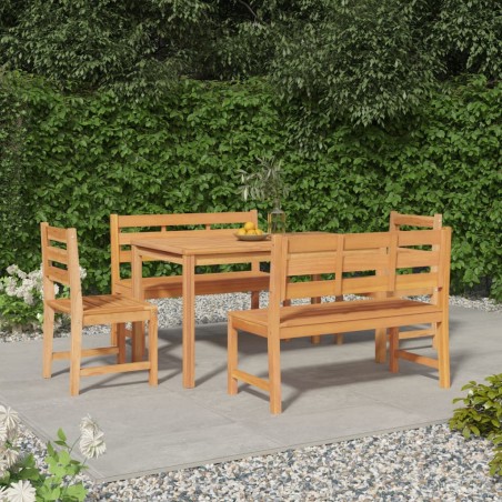 vidaXL Juego de comedor para jardín 5 piezas madera maciza de teca