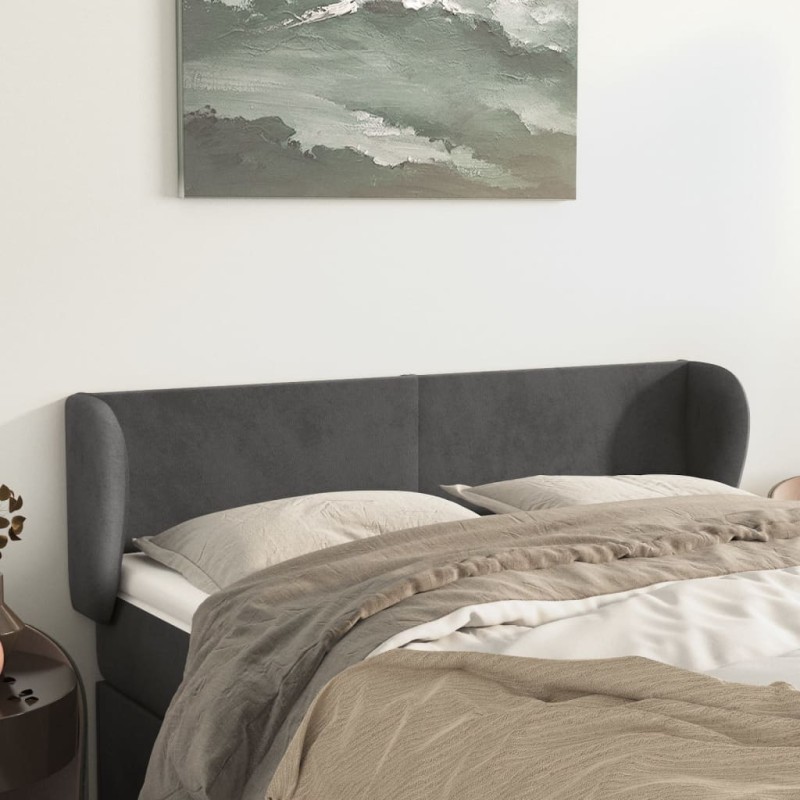 vidaXL Cabecero de terciopelo gris oscuro 147x23x78/88 cm vidaXL Cabecero de terciopelo gris oscuro 147x23x78/88 cm
