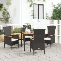 vidaXL Set de muebles jardín 5 pzas con cojines ratán sintético negro