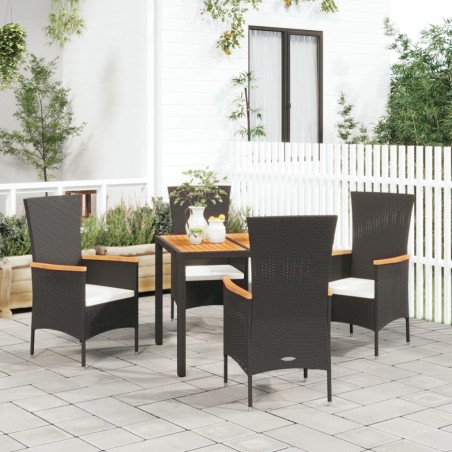 vidaXL Set de muebles jardín 5 pzas con cojines ratán sintético negro