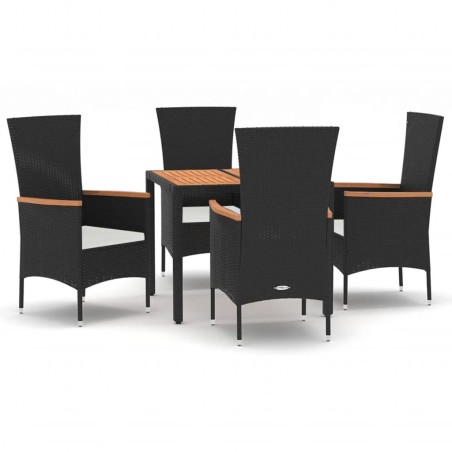 vidaXL Set de muebles jardín 5 pzas con cojines ratán sintético negro