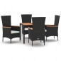 vidaXL Set de muebles jardín 5 pzas con cojines ratán sintético negro vidaXL Set de muebles jardín 5 pzas con cojines ratán sintético negro
