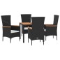 vidaXL Set de muebles jardín 5 pzas con cojines ratán sintético negro vidaXL Set de muebles jardín 5 pzas con cojines ratán sintético negro
