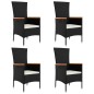 vidaXL Set de muebles jardín 5 pzas con cojines ratán sintético negro vidaXL Set de muebles jardín 5 pzas con cojines ratán sintético negro