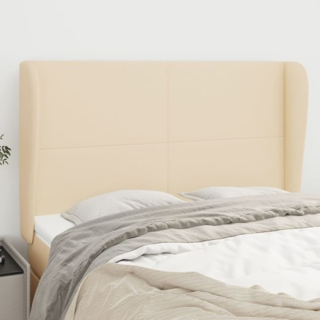 vidaXL Cabecero con orejas de tela color crema 147x23x118/128 cm