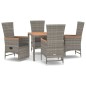 vidaXL Set comedor de jardín 5 piezas con cojines ratán sintético gris vidaXL Set comedor de jardín 5 piezas con cojines ratán sintético gris