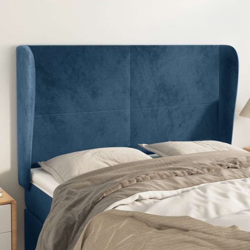vidaXL Cabecero con orejas de terciopelo azul oscuro 147x23x118/128 cm vidaXL Cabecero con orejas de terciopelo azul oscuro 147x23x118/128 cm