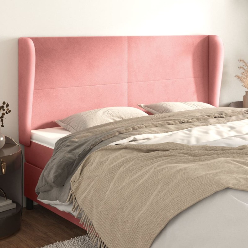 vidaXL Cabecero con orejas de terciopelo rosa 163x23x118/128 cm vidaXL Cabecero con orejas de terciopelo rosa 163x23x118/128 cm