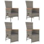 vidaXL Set comedor de jardín 5 piezas con cojines ratán sintético gris vidaXL Set comedor de jardín 5 piezas con cojines ratán sintético gris