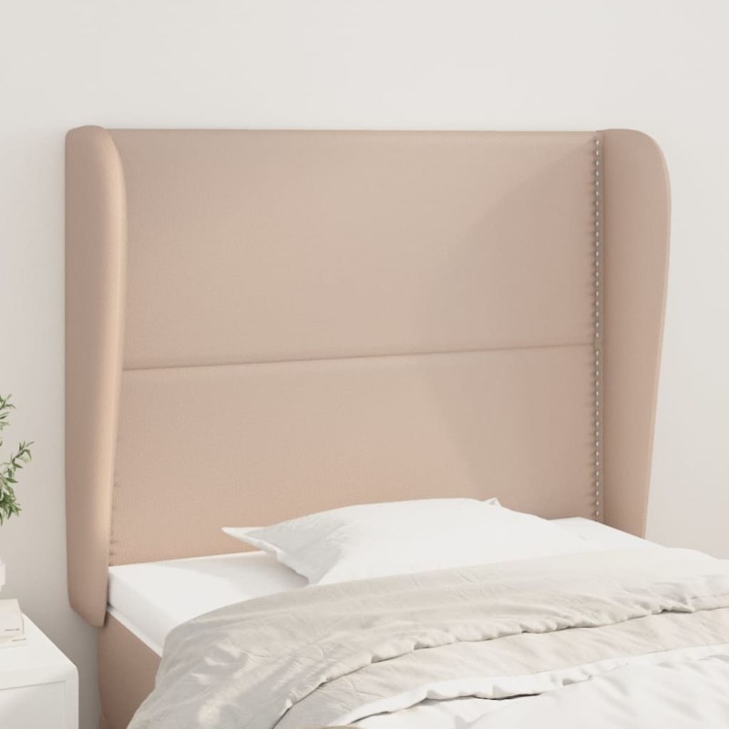vidaXL Cabecero con orejas cuero sintético capuchino 93x23x118/128 cm vidaXL Cabecero con orejas cuero sintético capuchino 93x23x118/128 cm