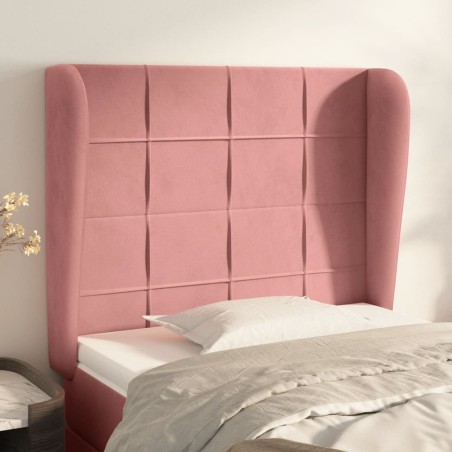 vidaXL Cabecero con orejas de terciopelo rosa 93x23x118/128 cm