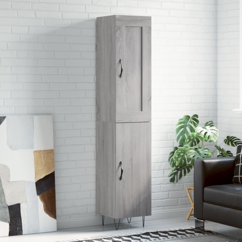 vidaXL Aparador alto madera contrachapada gris Sonoma 34,5x34x180 cm