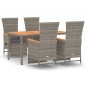 vidaXL Set comedor de jardín 5 piezas con cojines ratán sintético gris vidaXL Set comedor de jardín 5 piezas con cojines ratán sintético gris