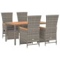vidaXL Set comedor de jardín 5 piezas con cojines ratán sintético gris vidaXL Set comedor de jardín 5 piezas con cojines ratán sintético gris