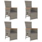 vidaXL Set comedor de jardín 5 piezas con cojines ratán sintético gris vidaXL Set comedor de jardín 5 piezas con cojines ratán sintético gris