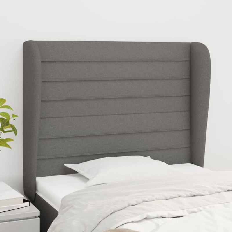 vidaXL Cabecero con orejas de tela gris oscuro 93x23x118/128 cm vidaXL Cabecero con orejas de tela gris oscuro 93x23x118/128 cm