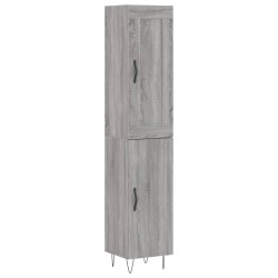 vidaXL Aparador alto madera contrachapada gris Sonoma 34,5x34x180 cm