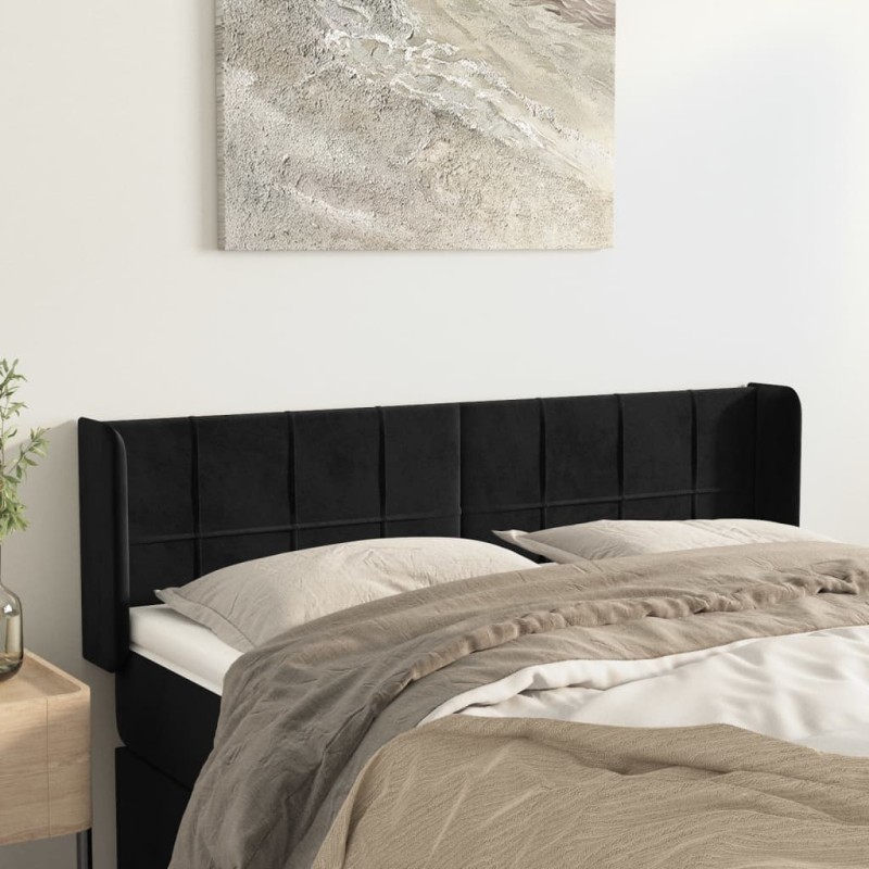 vidaXL Cabecero de terciopelo negro 147x16x78/88 cm vidaXL Cabecero de terciopelo negro 147x16x78/88 cm