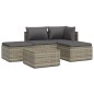 vidaXL Set de muebles de jardín 5 pzas y cojines ratán sintético gris vidaXL Set de muebles de jardín 5 pzas y cojines ratán sintético gris