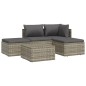 vidaXL Set de muebles de jardín 5 pzas y cojines ratán sintético gris vidaXL Set de muebles de jardín 5 pzas y cojines ratán sintético gris