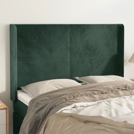 vidaXL Cabecero con orejas de terciopelo verde oscuro 147x16x118/128cm