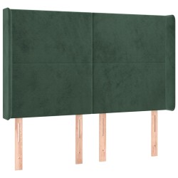 vidaXL Cabecero con orejas de terciopelo verde oscuro 147x16x118/128cm