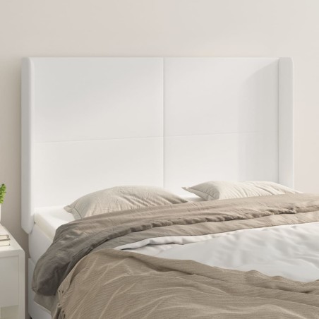 vidaXL Cabecero con orejas de cuero sintético blanco 147x16x118/128 cm