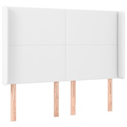 vidaXL Cabecero con orejas de cuero sintético blanco 147x16x118/128 cm