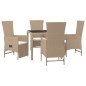 vidaXL Set comedor de jardín 5 pzas con cojines ratán sintético beige vidaXL Set comedor de jardín 5 pzas con cojines ratán sintético beige