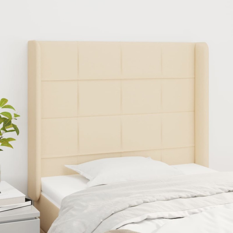 vidaXL Cabecero con orejas de tela color crema 83x16x118/128 cm