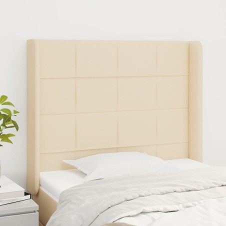 vidaXL Cabecero con orejas de tela color crema 83x16x118/128 cm
