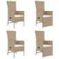 vidaXL Set comedor de jardín 5 pzas con cojines ratán sintético beige vidaXL Set comedor de jardín 5 pzas con cojines ratán sintético beige