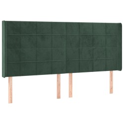 vidaXL Cabecero con orejas de terciopelo verde oscuro 163x16x118/128cm