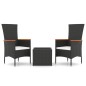 vidaXL Juego salón jardín 3 pzas ratán sintético y acero negro vidaXL Juego salón jardín 3 pzas ratán sintético y acero negro