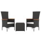 vidaXL Juego salón jardín 3 pzas ratán sintético y acero negro vidaXL Juego salón jardín 3 pzas ratán sintético y acero negro