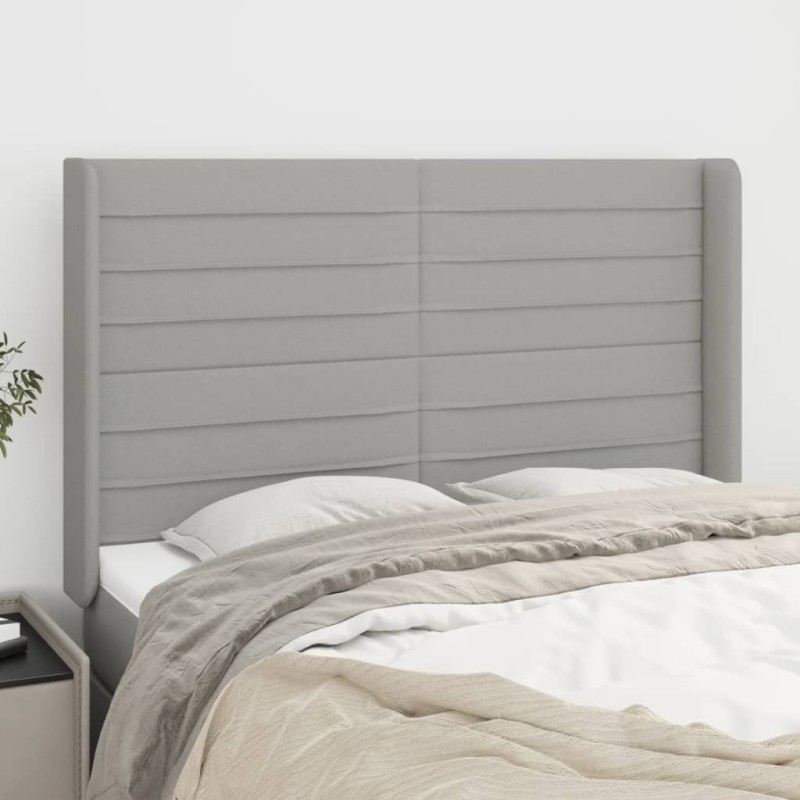 vidaXL Cabecero con orejas de tela gris claro 147x16x118/128 cm vidaXL Cabecero con orejas de tela gris claro 147x16x118/128 cm