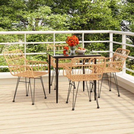 vidaXL Juego de comedor de jardín 5 piezas ratán sintético