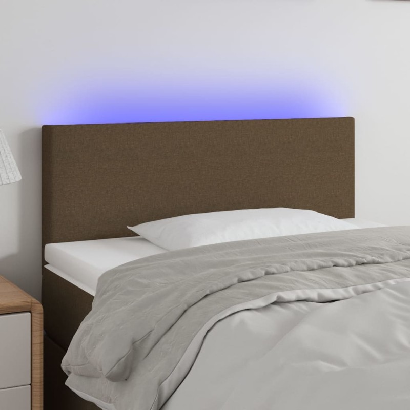 vidaXL Cabecero con LED de tela marrón oscuro 80x5x78/88 cm vidaXL Cabecero con LED de tela marrón oscuro 80x5x78/88 cm