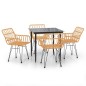 vidaXL Juego de comedor de jardín 5 piezas ratán sintético vidaXL Juego de comedor de jardín 5 piezas ratán sintético