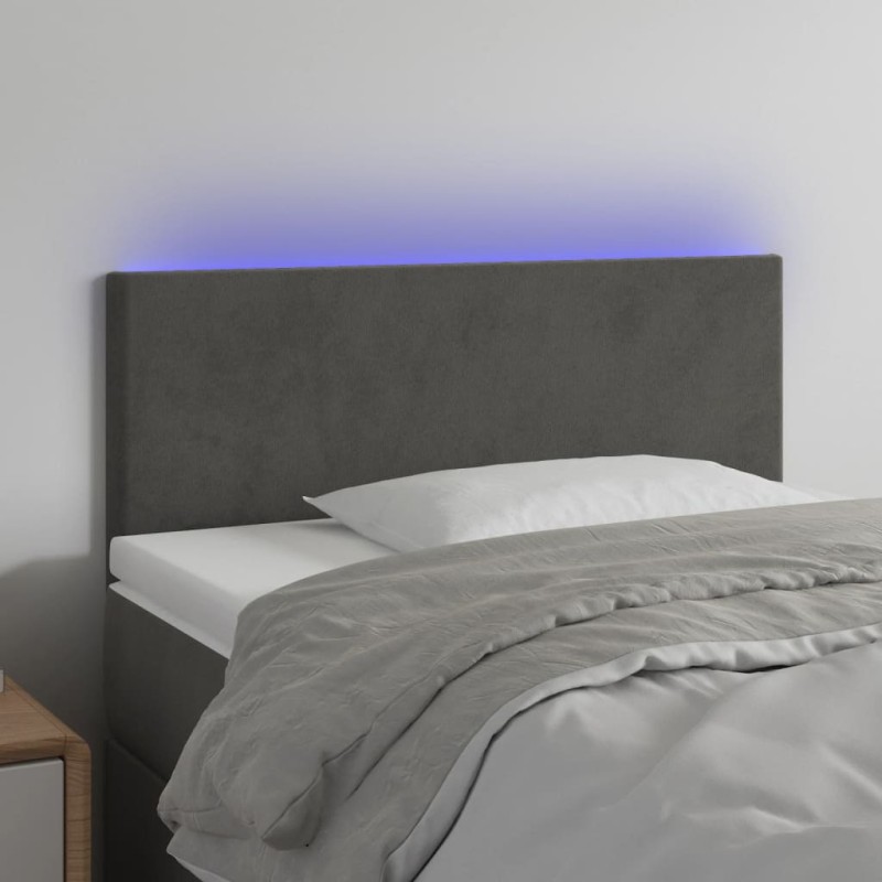 vidaXL Cabecero con LED de terciopelo gris oscuro 80x5x78/88 cm vidaXL Cabecero con LED de terciopelo gris oscuro 80x5x78/88 cm