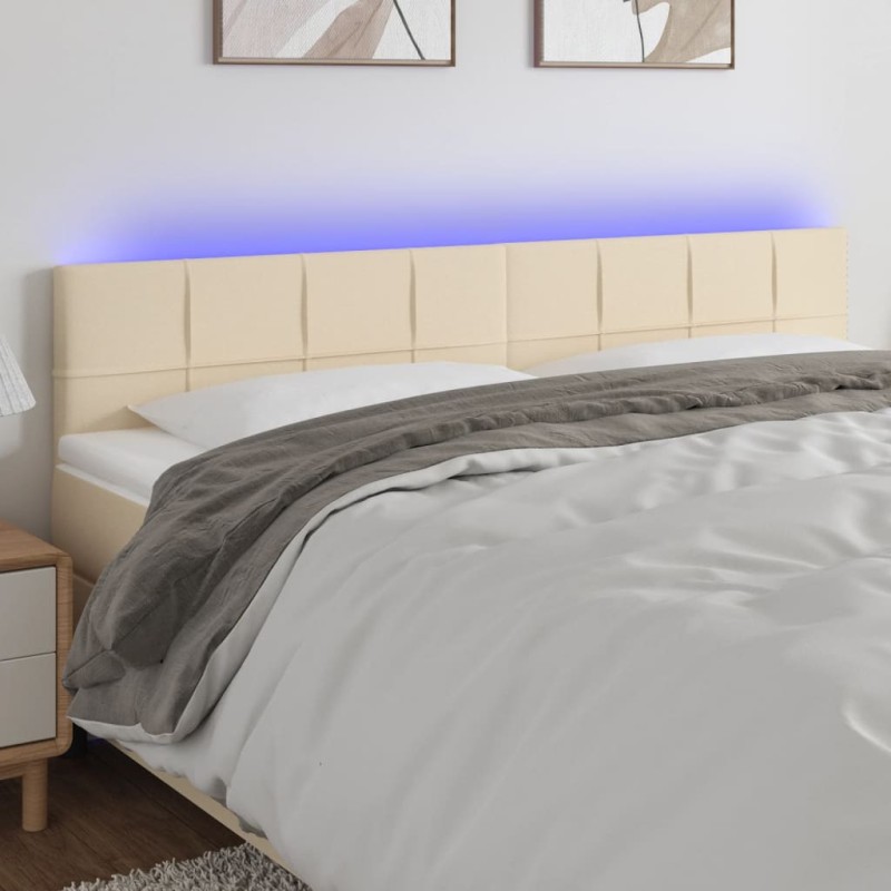 vidaXL Cabecero con LED de tela color crema 200x5x78/88 cm vidaXL Cabecero con LED de tela color crema 200x5x78/88 cm