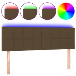 vidaXL Cabecero con LED de tela marrón oscuro 144x5x78/88 cm