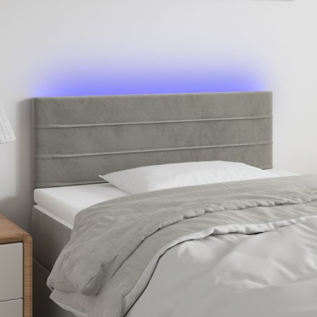 vidaXL Cabecero con LED de terciopelo gris claro 80x5x78/88 cm